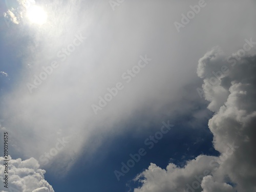 Fluffy Summer Clouds and Blue Sky