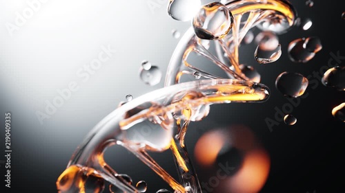 Glass DNA Double Helix with Water Droplets — Biotech Animation