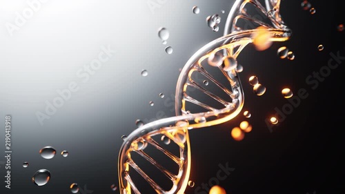 Glass DNA Double Helix with Water Droplets — Biotech Animation