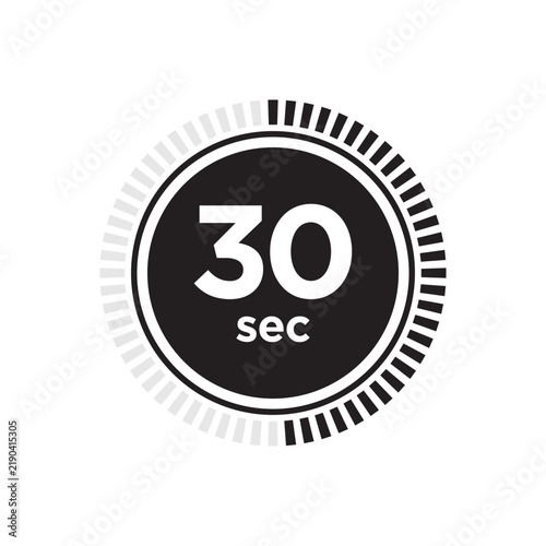 30 seconds countdown timer icon for time measurement