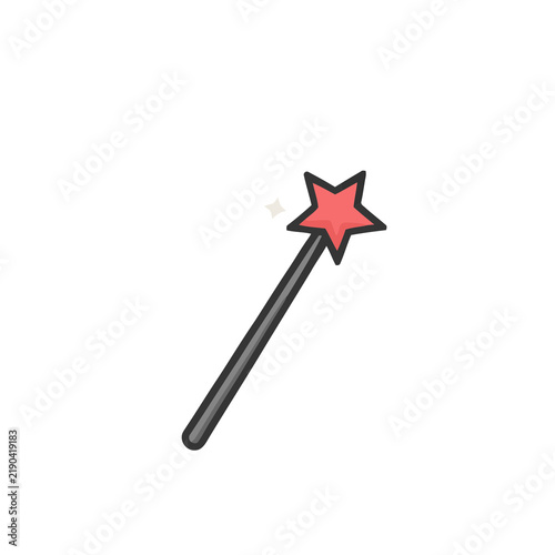 Fotografie Magic wand with red star on transparent background