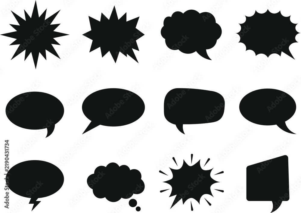 Obraz premium Comic Speech Bubble and Burst Icon Set