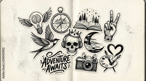 Adventure awaits vintage style illustration collection