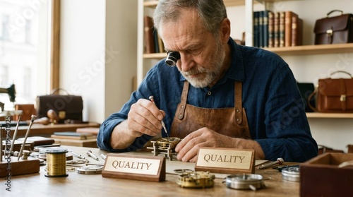 Jeweler crafting detailed gold ring with magnifying glass