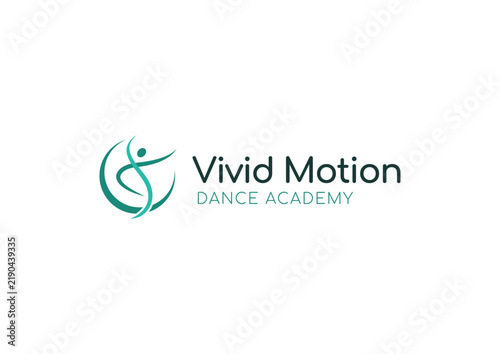 Abstract Dancing Figure Logo Design for Dance Academy, Yoga Studio, and Wellness Center
