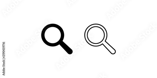 Magnifying glass search icon in solid black and outline stroke style.