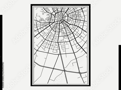 Photography Minimalist Black and White Radial City Map Poster Art