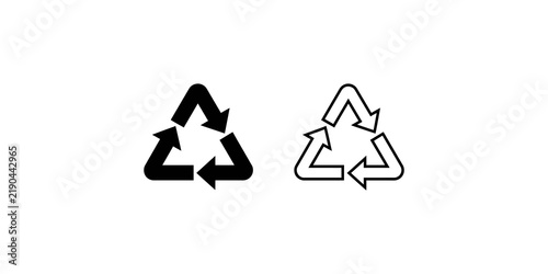 Obraz na plátně Recycle triangle arrows solid and outline vector icons for green design