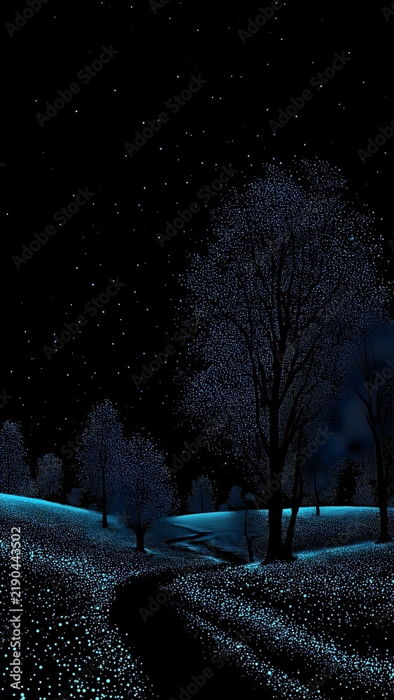 Obraz premium snow covered trees at night