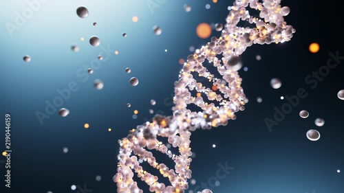 DNA Double Helix Rotating in Dark Blue Digital Void