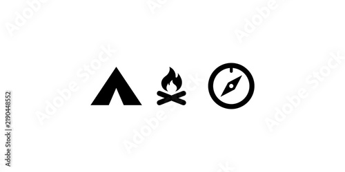 Konstfotografi Minimalist camping icons black graphics for travel outdoor adventure design