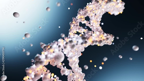DNA Double Helix Rotating in Dark Blue Digital Void