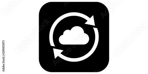 Obraz w ramie Cloud sync cycle icon black button for background data synchronization.