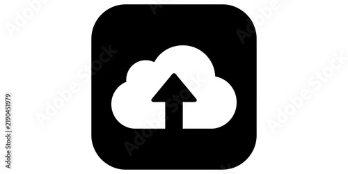 Obraz na płótnie Cloud upload icon black button for web storage and data transmission.