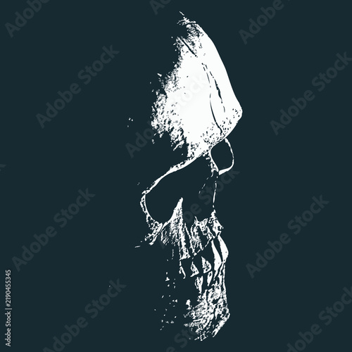 Фотография Vector skull halftone beattone white on black miscellaneous
