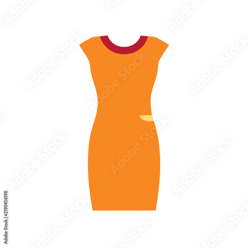 Quadro su tela Orange dress with red neckline and yellow accent