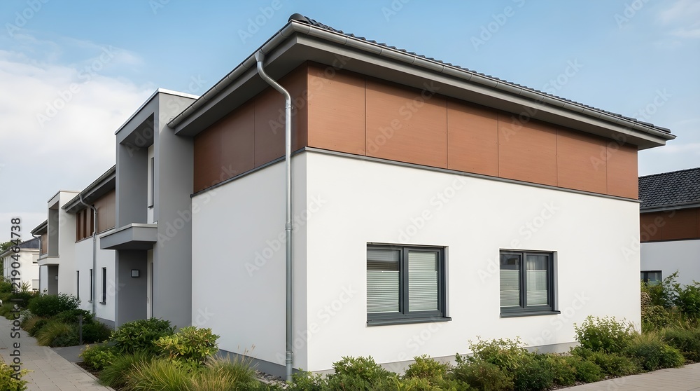 Fototapeta premium Modern Townhouses with Contemporary Architecture and Landscaping