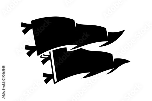 Blank sports pennant flag vector silhouettes on white background