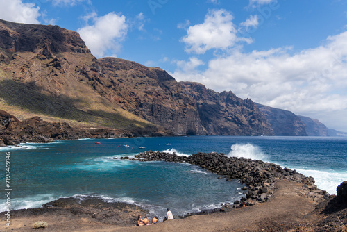 Stunning sunny summer morning at Punta de Teno with Los Gigantes cliffs , the westernmost point of Tenerife, Canary Islands Spain