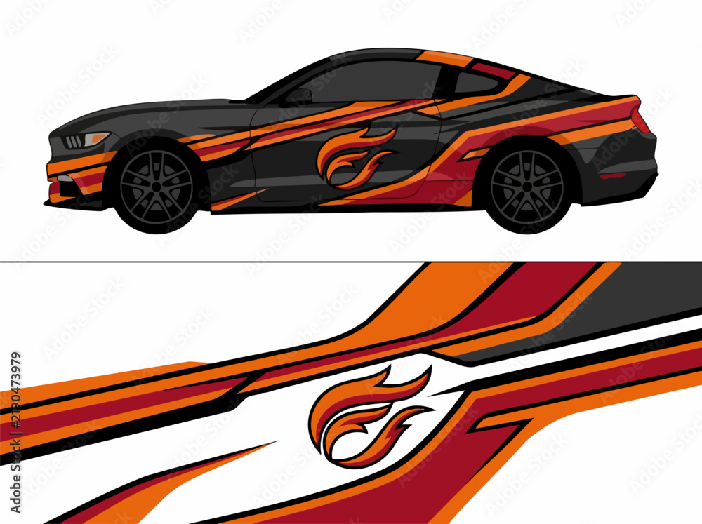 Fototapeta premium stylized racing car flames graphic