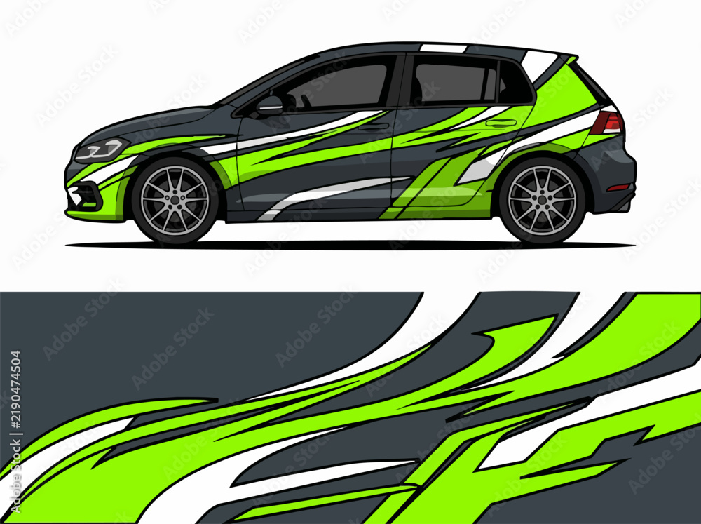 Fototapeta premium stylized green racing car illustration