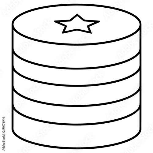 Stack of coins with star
