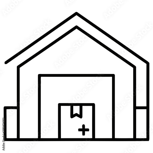 Warehouse building with a box icon