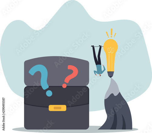 Think different to create unique idea, try another solution to solve business problem,life and employment of people.flat design.