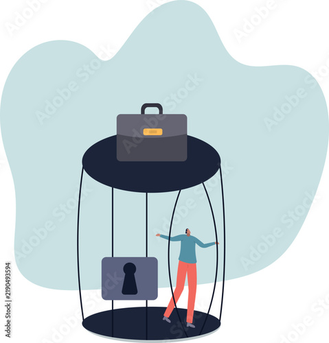 Courage to escape for freedom, get out of comfort zone to find new job, open mind or fly away for better life,life and employment of people.flat design.