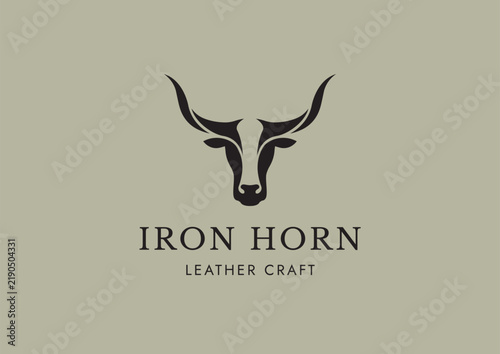 Longhorn Bull Head Logo Design for Leather Craft, Ranch, and Steakhouse Brand