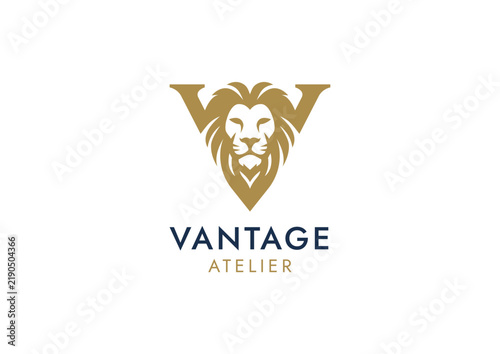 Luxury Letter V Lion Head Monogram Logo Design for Fashion Atelier, Boutique, and Premium Brand