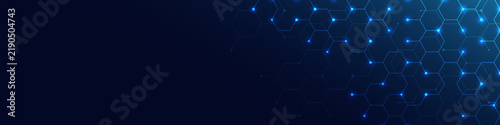 Abstract technology background and design element with hexagons pattern and geometric shapes