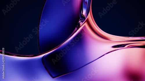 Reflective glass ribbon flowing through dark glossy space in seamless loop