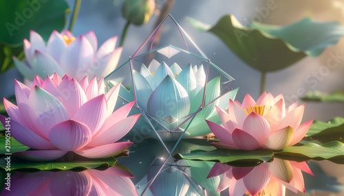 Serene scene featuring beautiful blooming water lilies floating peacefully on calm water surfaces with lush green lily pads providing a tranquil aquatic environment ideal for relaxation and