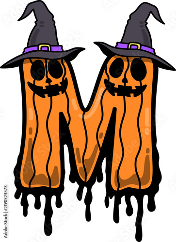 Fotografía Halloween Spooky Pumpkin Ghost Alphabet M Illustration