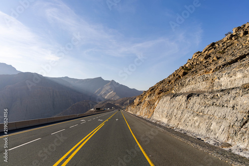 Canvastavla Scenic Road Through Rugged Mountain Cliffs, Blue Sky