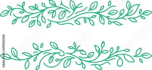 Two decorative green floral dividers with intricate leaf patterns on a clean white background