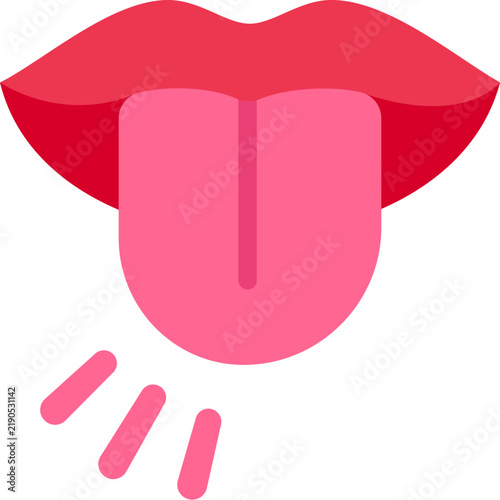 Red lips and sticking out tongue icon. Simple, minimal flat cartoon vector illustration.