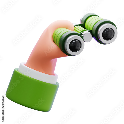 hand holding binoculars 3d icon illustration