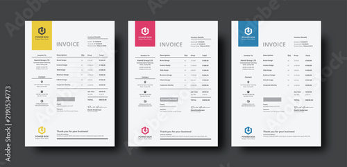 Clean invoice template design. Invoice Design Template. Simple Invoice Layout. Minimal Invoice Layout. Bill payment, Price receipt, Invoice bill, Bill Receipt and payment agreement. Invoice Set.