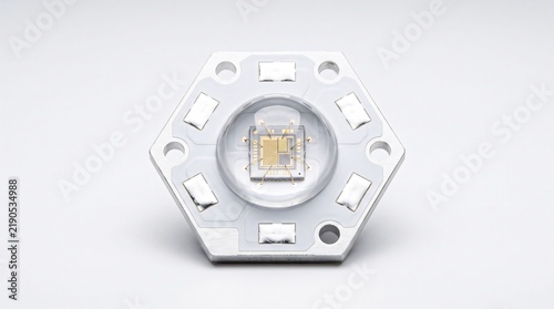 Obraz na plátne High power LED chip with golden connectors and thermal management base for lighting