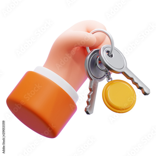 hand holding key 3d icon illustration