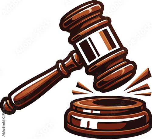 Wooden Judge Gavel and Sound Block Vector Illustration for Legal Concept
