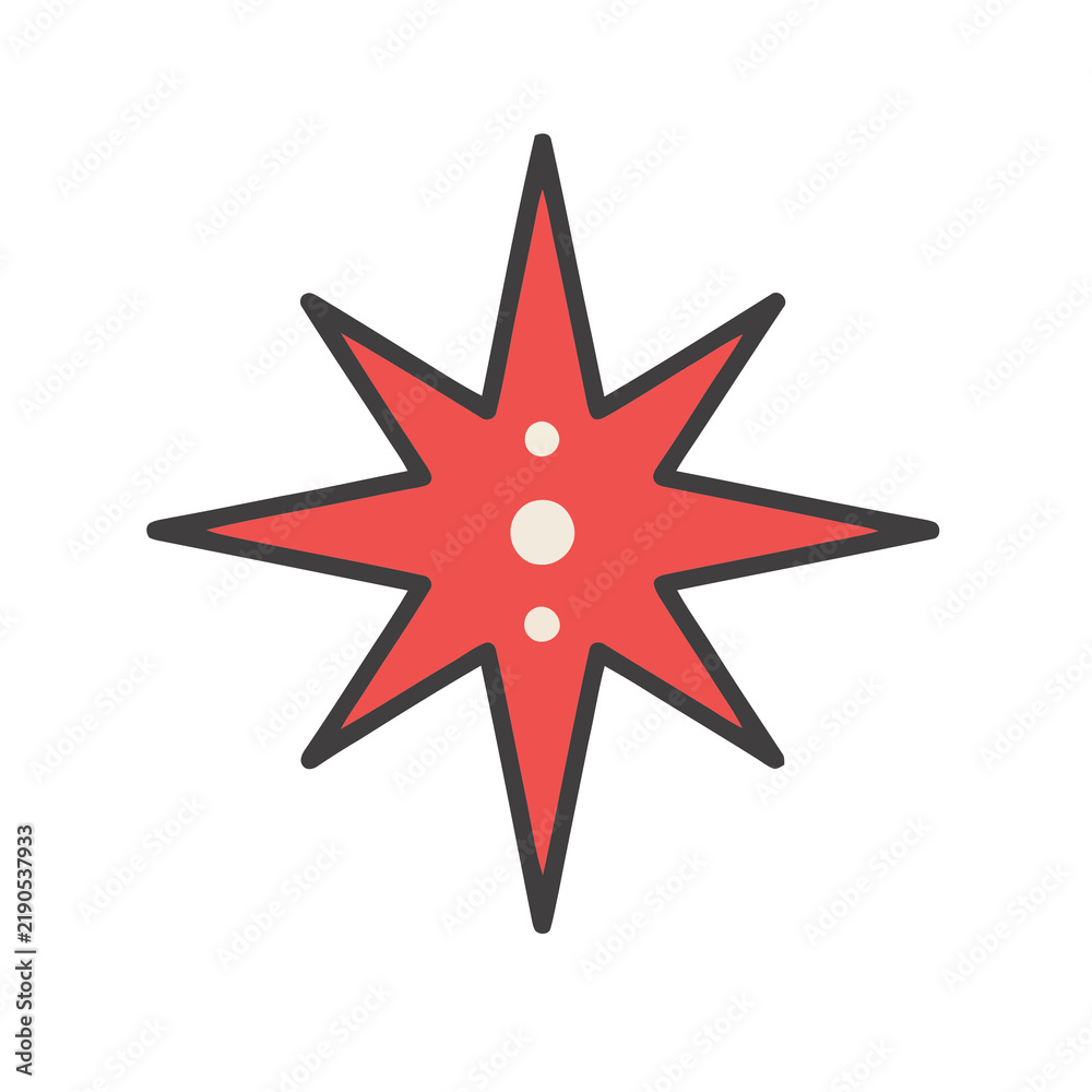 Fototapeta premium Red starburst icon with cream circles