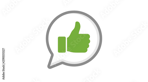 Fotografie Green Thumbs Up Icon Inside White Speech Bubble