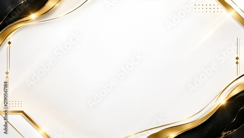 Luxury white and black background with elegant golden wavy lines and geometric shapes for certificate or banner design