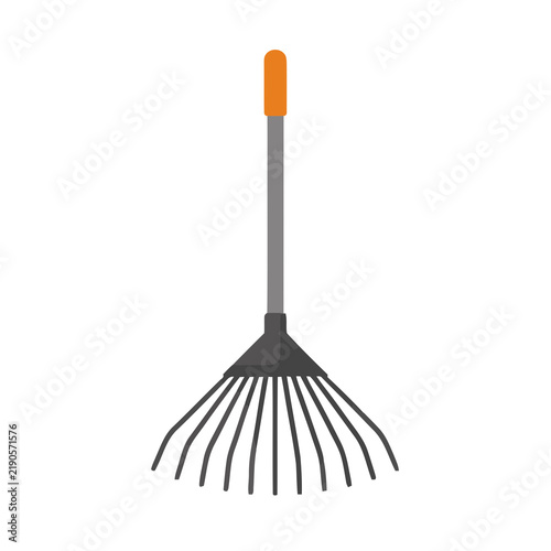 Leaf rake with orange handle