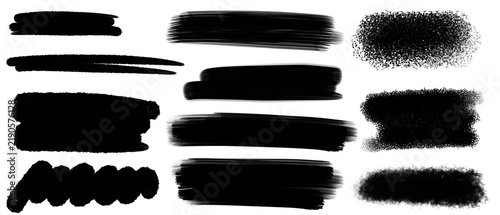 Set of grunge black strike through and underline elements.	
