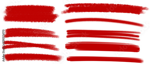Set of grunge red strike through and underline elements.	