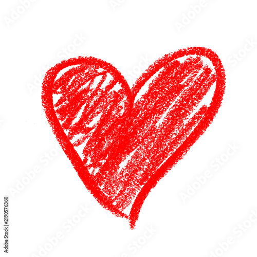 Hand-drawn red crayon style heart shape icon